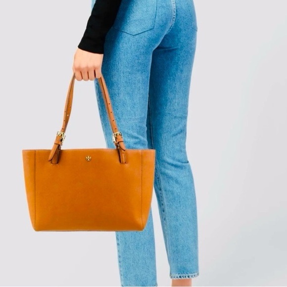 Tory Burch Mini Robinson Brown Leather Tote Bag - Picture 2 of 16